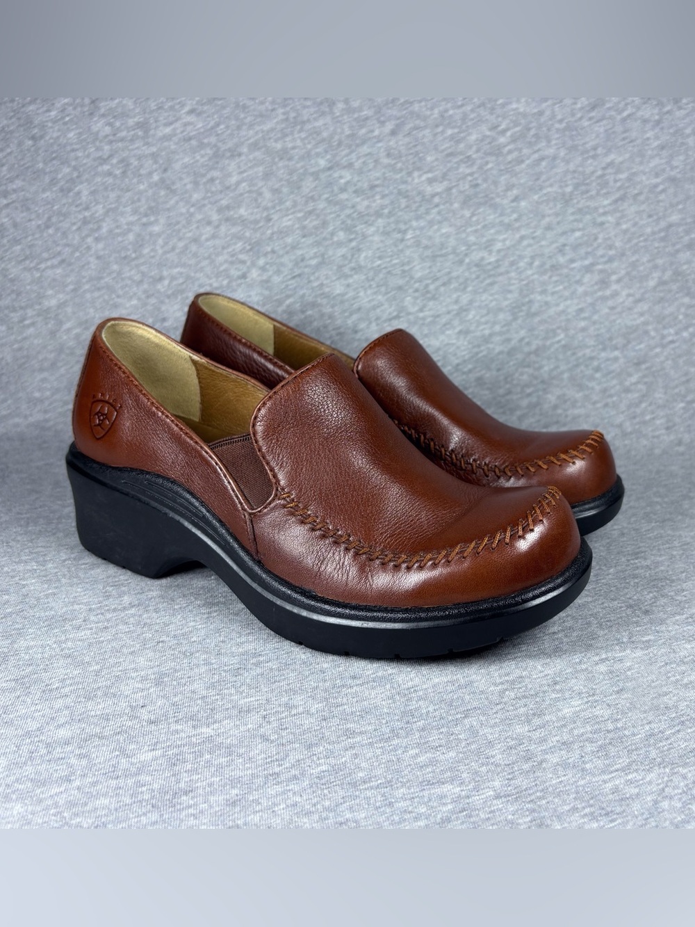 Ariat Leather Clogs Women’s 6.5B Brown ATS Equipped Slip On Work Shoes Western
